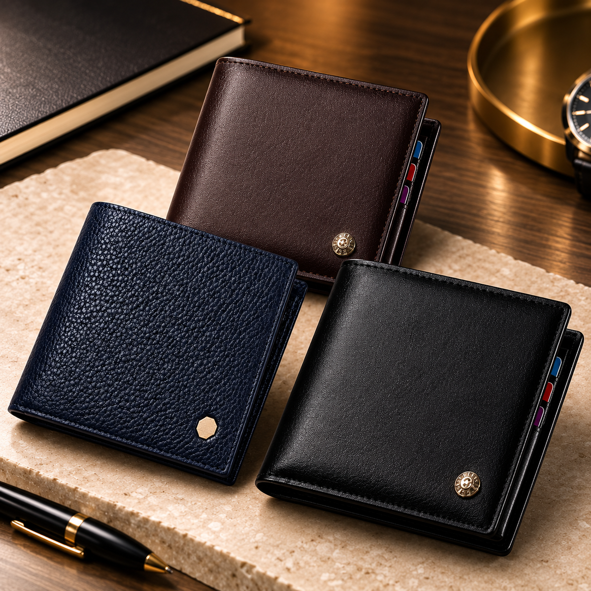 Carteira Masculina Laorentou Signature – Couro Legítimo Premium
