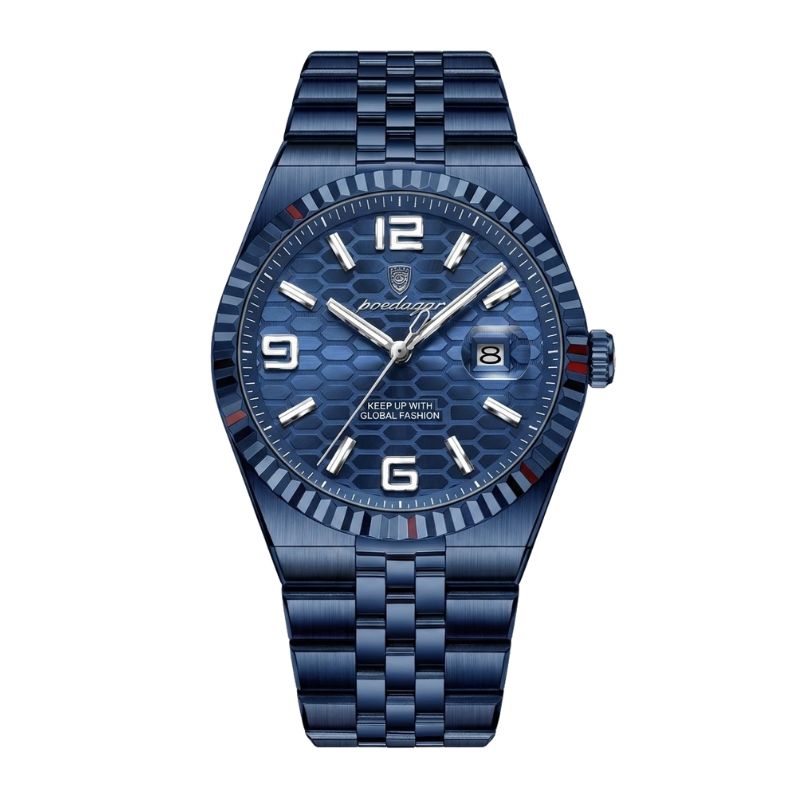 Relógio masculino Poedagar Altieri Blue em aço inoxidável, mostrador azul