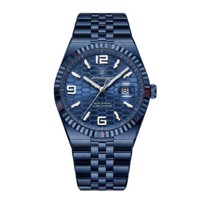 Relógio masculino Poedagar Altieri Blue em aço inoxidável, mostrador azul