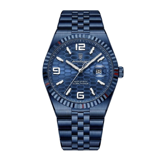 Relógio masculino Poedagar Altieri Blue em aço inoxidável, mostrador azul