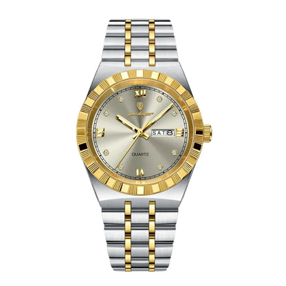 Relógio masculino Poedagar Biancardi Gold Grey em aço inoxidável, mostrador cinza