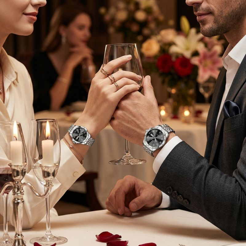 Poedagar Dual Essence Silver Black Watch
