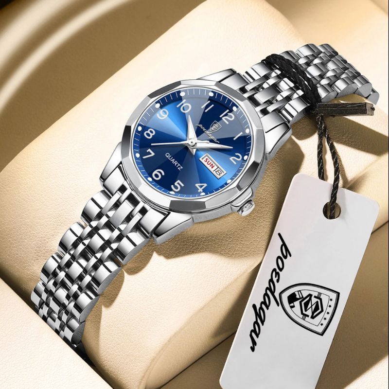 Poedagar Dual Essence Silver Blue Watch