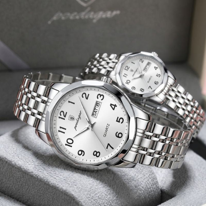 Poedagar Dual Essence Silver White Watch
