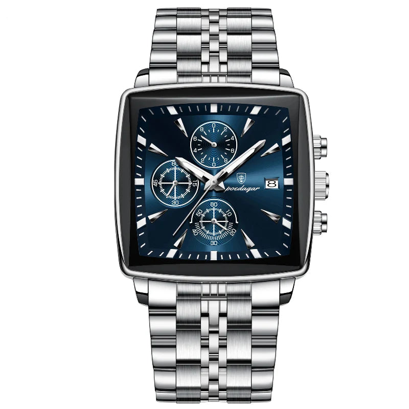 Relógio masculino Poedagar Firenze Prestige Blu em aço inoxidável, mostrador azul