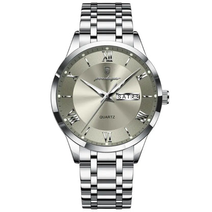 Relógio masculino Poedagar Vittorio Silver Gray em aço inoxidável, mostrador cinza