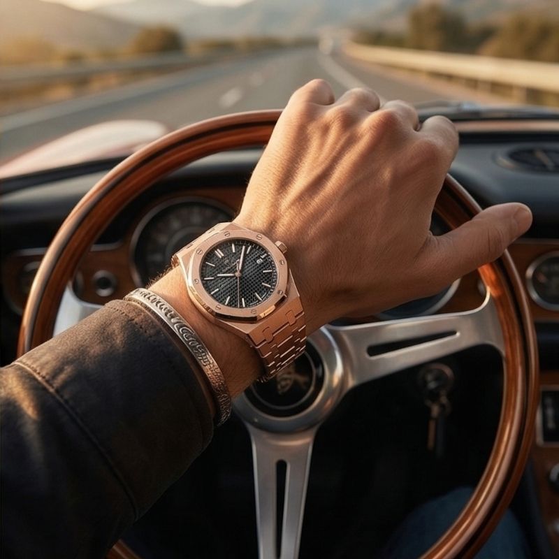 Poedagar Deluxe Octagon Rose Black Watch