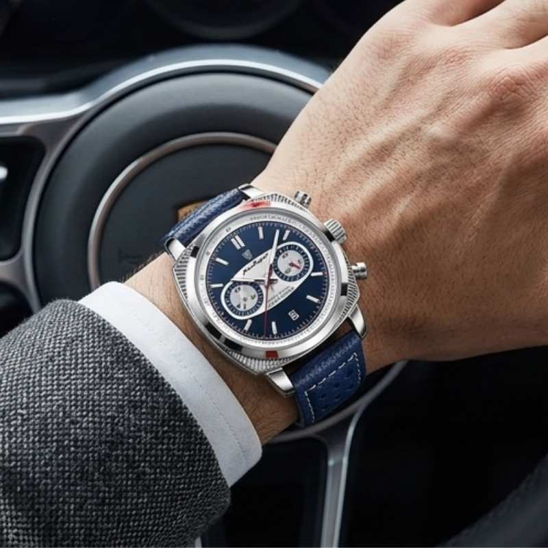 Poedagar Dominium Chrono Silver Blue Watch