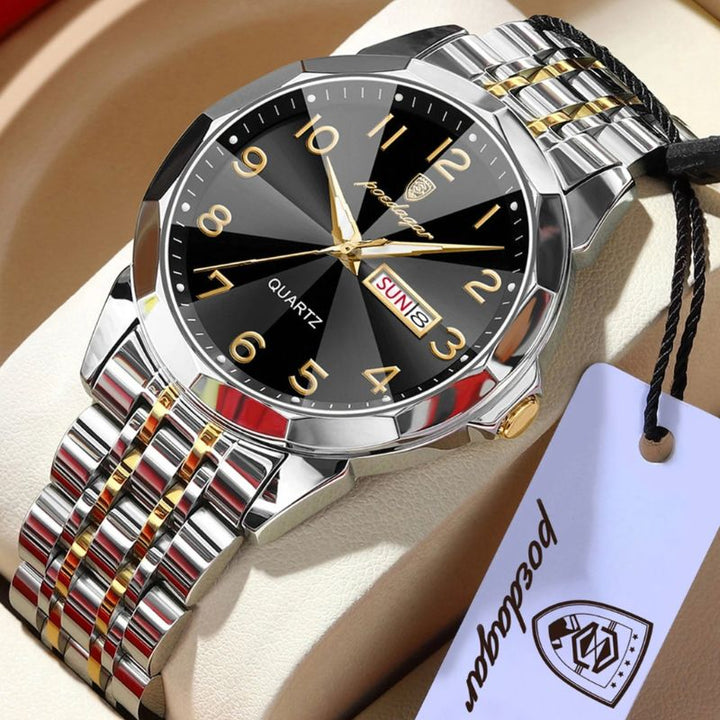 Poedagar Dual Essence Gold Black Watch