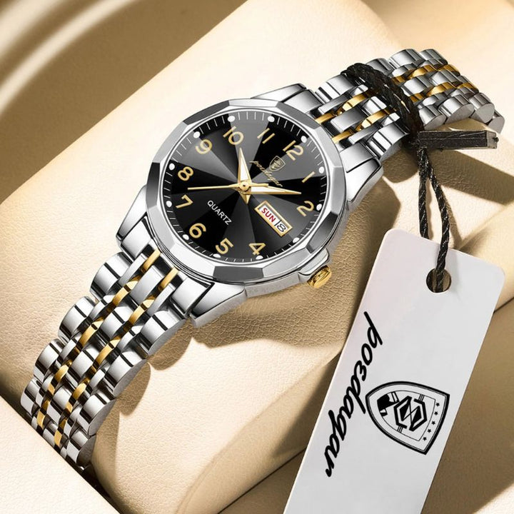 Poedagar Dual Essence Gold Black Watch