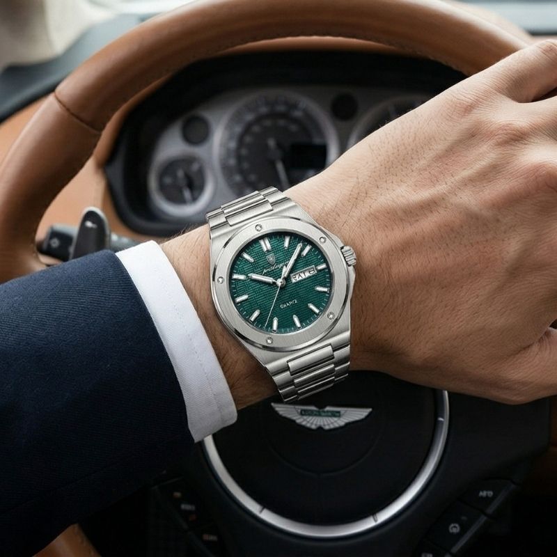 Poedagar Majesty Silver Blue Watch