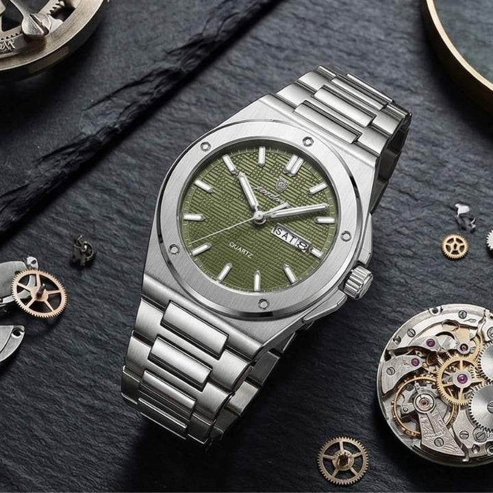 Poedagar Majesty Silver Green Watch