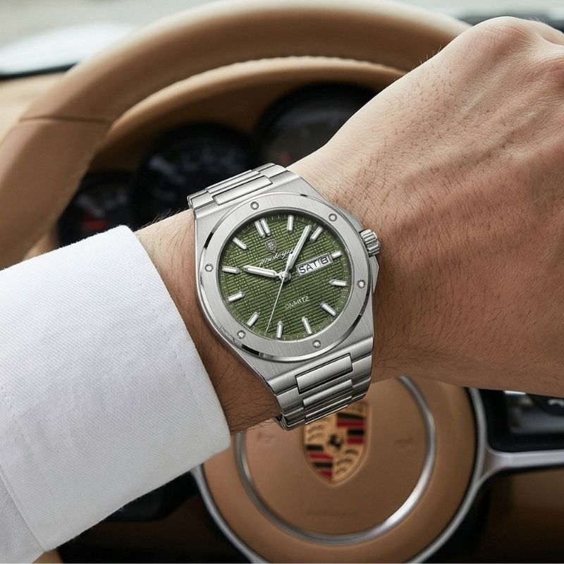 Poedagar Majesty Silver Green Watch