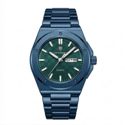 Relógio masculino Poedagar Majesty Total Blue em aço inoxidável, mostrador azul