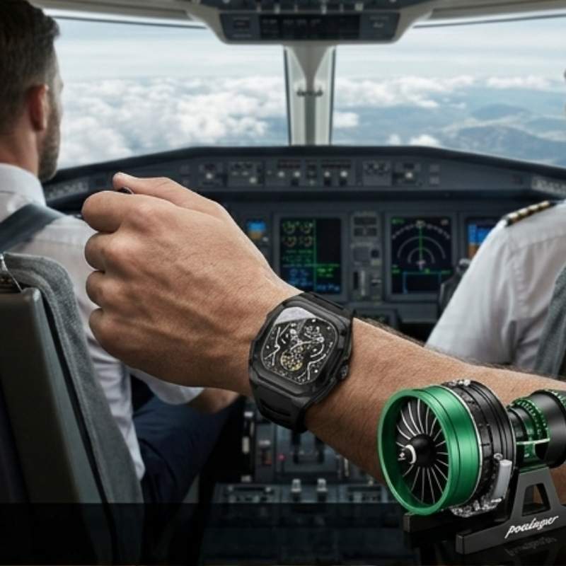 Relógio masculino Poedagar Velocity Black em silicone, mostrador preto — imagem complementar