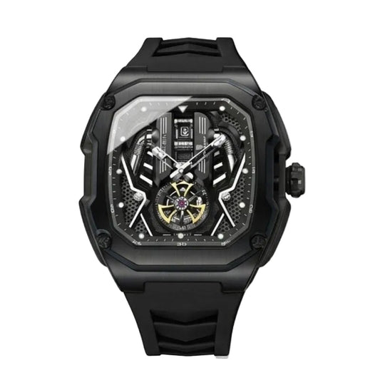 Relógio masculino Poedagar Velocity Black em silicone, mostrador preto