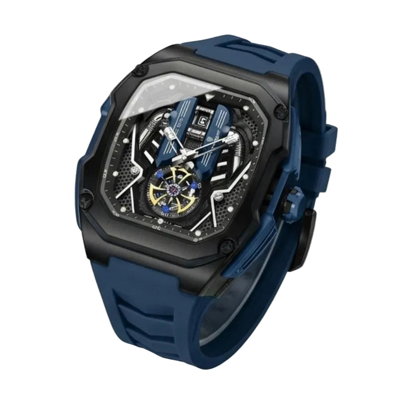 Relógio masculino Poedagar Velocity Blue em silicone, mostrador azul