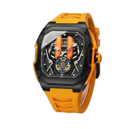 Relógio masculino Poedagar Velocity Orange em silicone, mostrador laranja